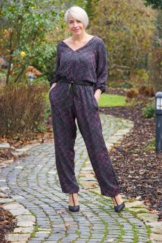 Preview: Viskose Druck Fall Grids anthrazit/lila by Thorsten Berger, Swafing